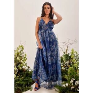 Lulu's Blue Floral Maxi Dress